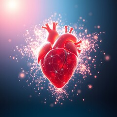 Poster - A Vigorously Energetic Heart Dissolving into Glowing Particles: An Abstract Representation of Love and Life Energy
