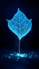 Poster - A Vigorous Leaf Dissolving and Disappearing in Particles Glowing Effects Captured in Stunning Detail for Nature and Design Projects