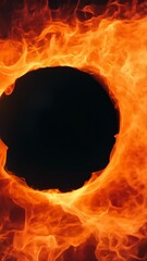 Wall Mural - captivating fire ring blazing against a deep black backdrop