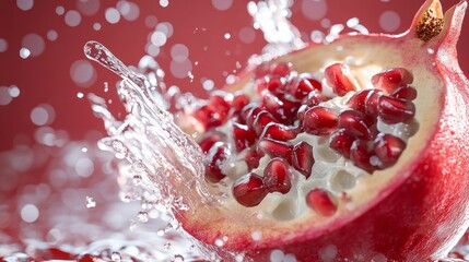 Aufkleber - A red fruit with a splash of water on it