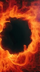 Wall Mural - captivating fire ring radiating with a striking black center against a dark backdrop