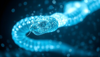 Poster - A Captivating Visual of a Vigorous Snake Dissolving into Glowing Particles, Ideal for Capturing the Essence of Transformation and Mystique in Your Creative Projects