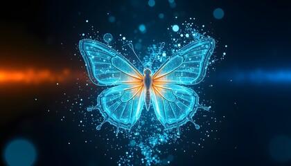 Poster - A Vivid and Dynamic Butterfly Disappearing into Sparkling Particles for Use in Artistic and Creative Projects