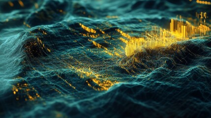 Aufkleber - A computer generated image of a wave with yellow lines