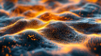 Poster - A computer generated image of a wave with a golden glow
