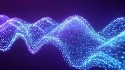 Aufkleber - Abstract wave of glowing particles creating a futuristic landscape