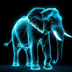 Poster - A Magnificent Elephant Dissolving into Glowing Particles, Perfect for Visual Storytelling and Fantasy Themes in Art and Media