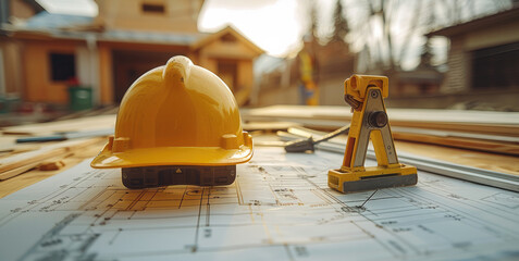Aufkleber - Blueprint, tool, construction site, Home renovation contractors.