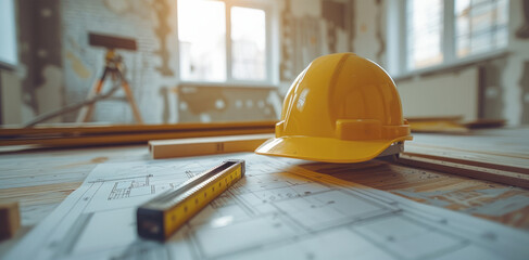 Aufkleber - Blueprint, tool, construction site, Home renovation contractors.