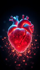 Poster - A Dynamic and Visual Representation of a Vigorous Heart Dissolving into Glowing Particles for Artistic and Health-related Imagery Usage