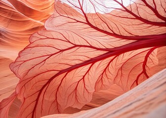  Abstract Red Veins Flowing Through a Soft Organic Background, Capturing the Essence of Fluidity and Nature's Intricacies in Fashion Photography