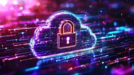 Poster - Enhance your digital safety with realistic cloud security and lock symbol