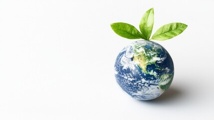 Wall Mural - A small globe with a leaf on top of it