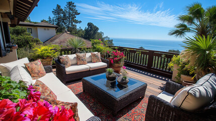Poster - Rooftop Deck with Ocean View and Cozy Lounge Area