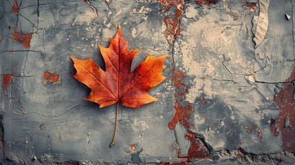 Poster - Fall muted colors, vintage, desaturated colors depicting autumn leaf at the centre.