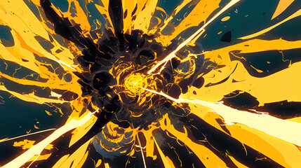 Fototapete - abstract art colored lightning strike elements