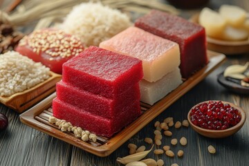 Wall Mural - different types of red sticky rice cake