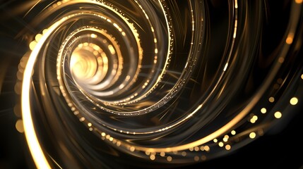 Wall Mural - Digital technology Black gold swirl light poster background