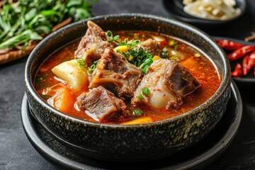 Canvas Print - Gamjangtang is a traditional Korean dish made with spicy pork bone soup