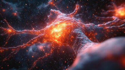 Wall Mural - synapse of neuron cell biology concept 3d rendering