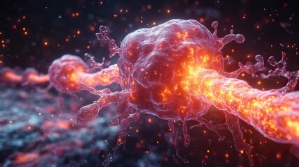 Wall Mural - synapse of neuron cell biology concept 3d rendering