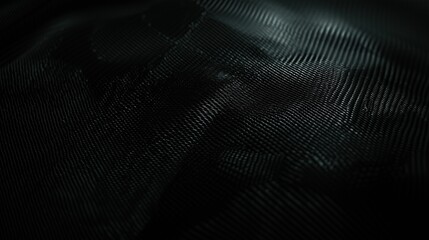Poster - Close-up of textured black carbon fiber fabric intricate patterns and depth