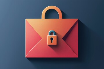 Poster - Secure your communications with a minimalistic envelope icon featuring a lock for safe email protection