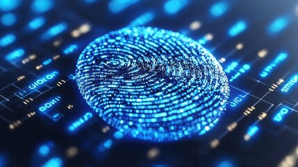 Poster - Enhance security with a minimal fingerprint icon featuring a digital lock overlay