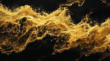 Wall Mural - an illustration featuring a luxurious gold background with flowing wave patterns on a black backdrop