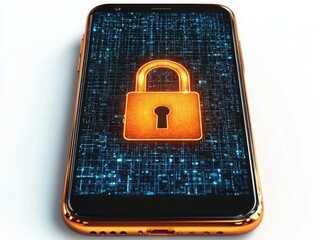 Poster - Enhance your smartphone security with a glowing lock icon for optimal data protection