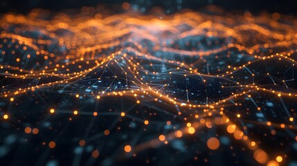 Poster - Represent a futuristic grid of connected nodes as an allegory of big data technologies AI generated illustration