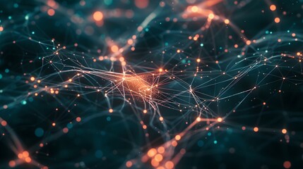 Poster - Represent a futuristic grid of connected nodes as an allegory of big data technologies AI generated illustration