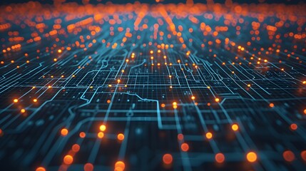 Poster - Represent a futuristic grid of connected nodes as an allegory of big data technologies AI generated illustration
