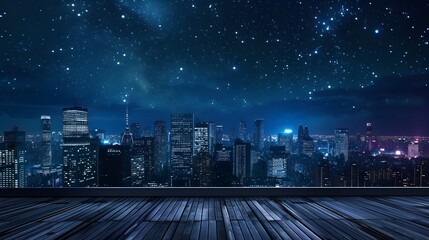 Poster - Rooftop view of a city skyline at night in D illustration AI generated illustration