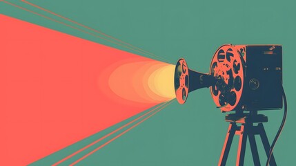 Poster - Sale Concept Through Vintage Projector in Minimalist Art Style AI generated illustration