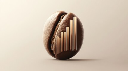 Poster - A coffee bean with stylized bars representing growth or data analysis.