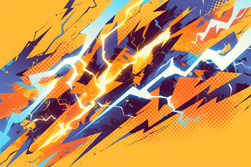 Fototapete - Flat art lightning strike electricity background