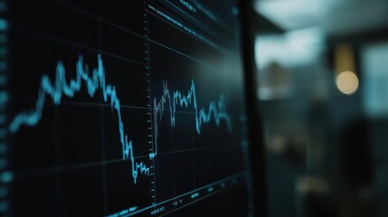 Poster - A close-up of a financial graph displayed on a screen, indicating market trends.