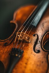 Poster - Slowmotion video of violin strings vibrating as theyre played AI generated illustration