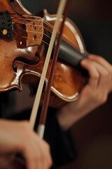 Poster - Slowmotion video of violin strings vibrating as theyre played AI generated illustration