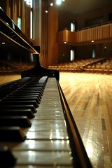 Poster - Soft echoey piano chords being played in a wide empty hall AI generated illustration