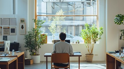 Poster - Solo performance staged within a minimalist workspace celebration AI generated illustration