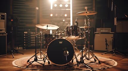 Poster - Sudden sparse drum beats building tension in a minimalist setup AI generated illustration