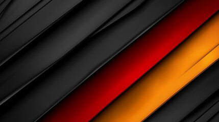 Wall Mural - Modern Abstract Background with Black, Red, and Orange Diagonal Stripes, Sleek Layers and Minimalist Design