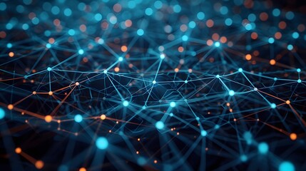 Poster - The intricate pattern of interconnected network nodes in an abstract technologythemed display AI generated illustration