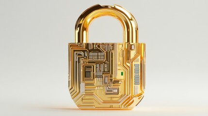 Poster - A golden padlock with intricate circuit patterns, symbolizing security and technology.