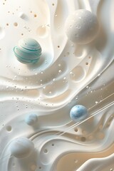 Poster - Tiny planets over a creamy abstract spacethemed background in D AI generated illustration
