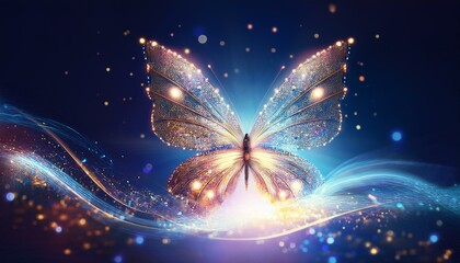 Wall Mural - abstract butterfly with light and sparkle
