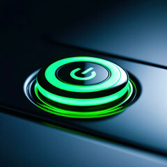 Poster - A green button with a power symbol on it