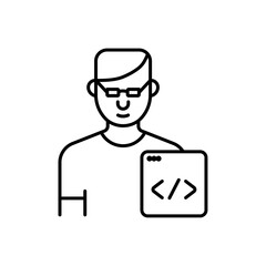 Poster - Programmer icon Outline vector for web ui